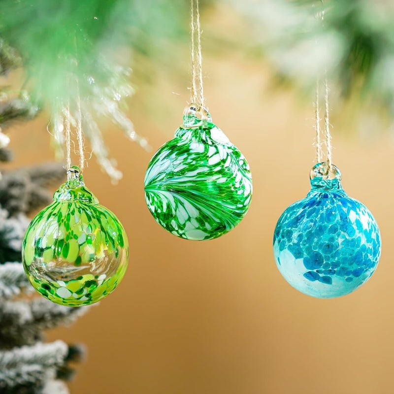 KRISININE 3pcs Hand Blown Glass Gazing Balls 2.3in Hanging Friendship Ball Decor for Home Garden Patio - Image 2